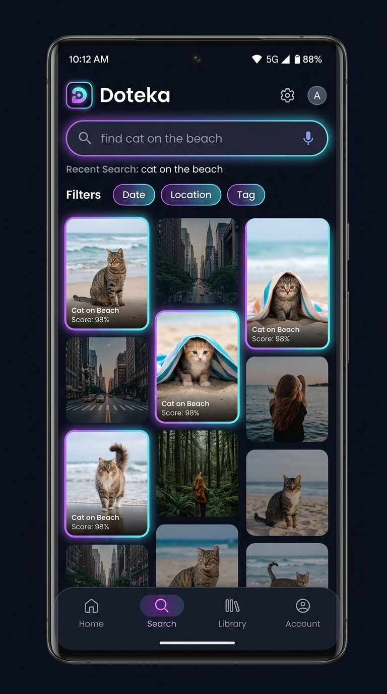 Doteka app — semantic photo search on Android